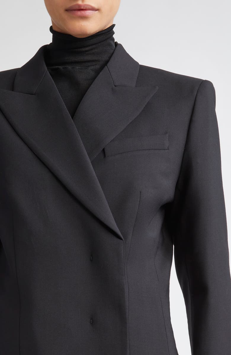 SPORTMAX Cocco Double Breasted Stretch Wool Blazer, Alternate, color, Black