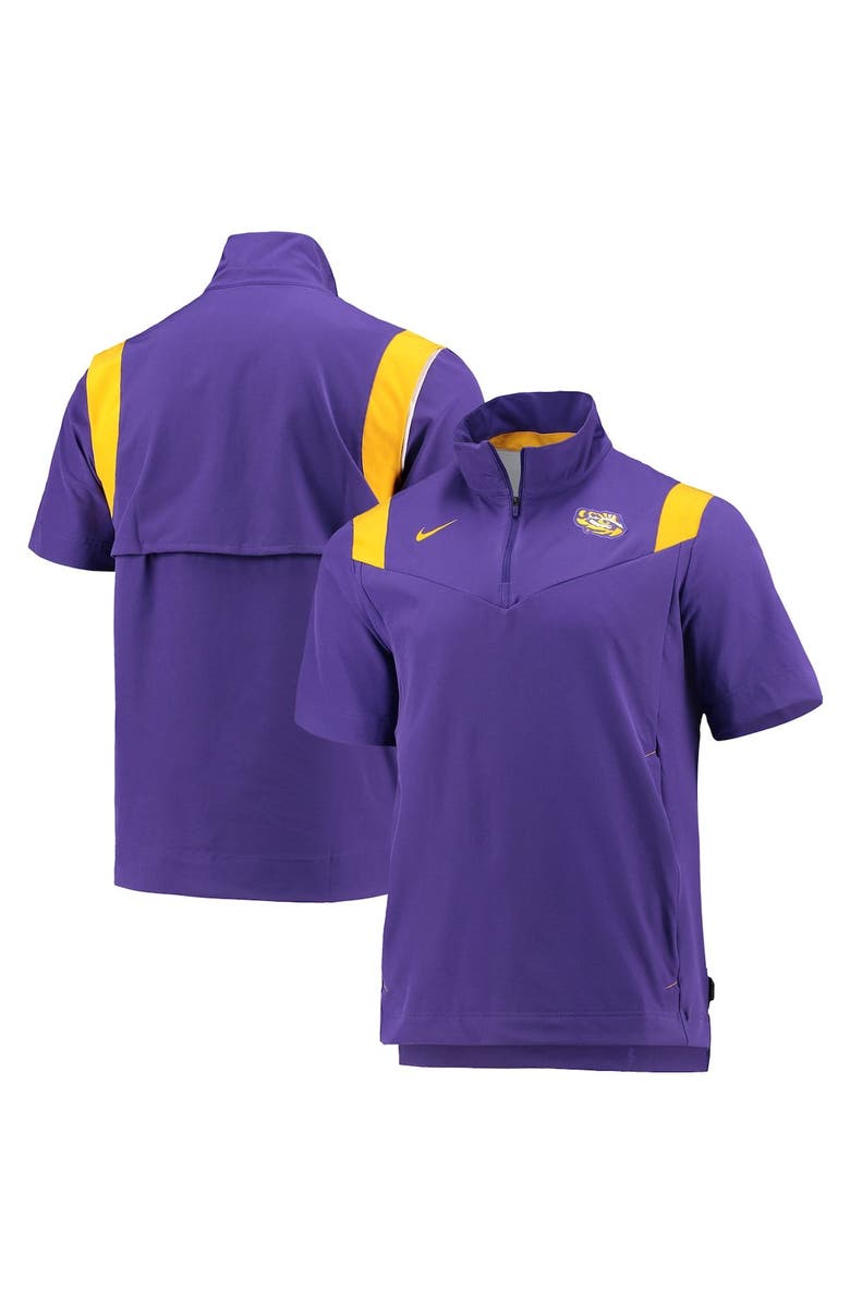 Nike Men's Nike Purple LSU Tigers 2021 Coaches Short Sleeve Quarter-Zip Jacket, Main, color, 