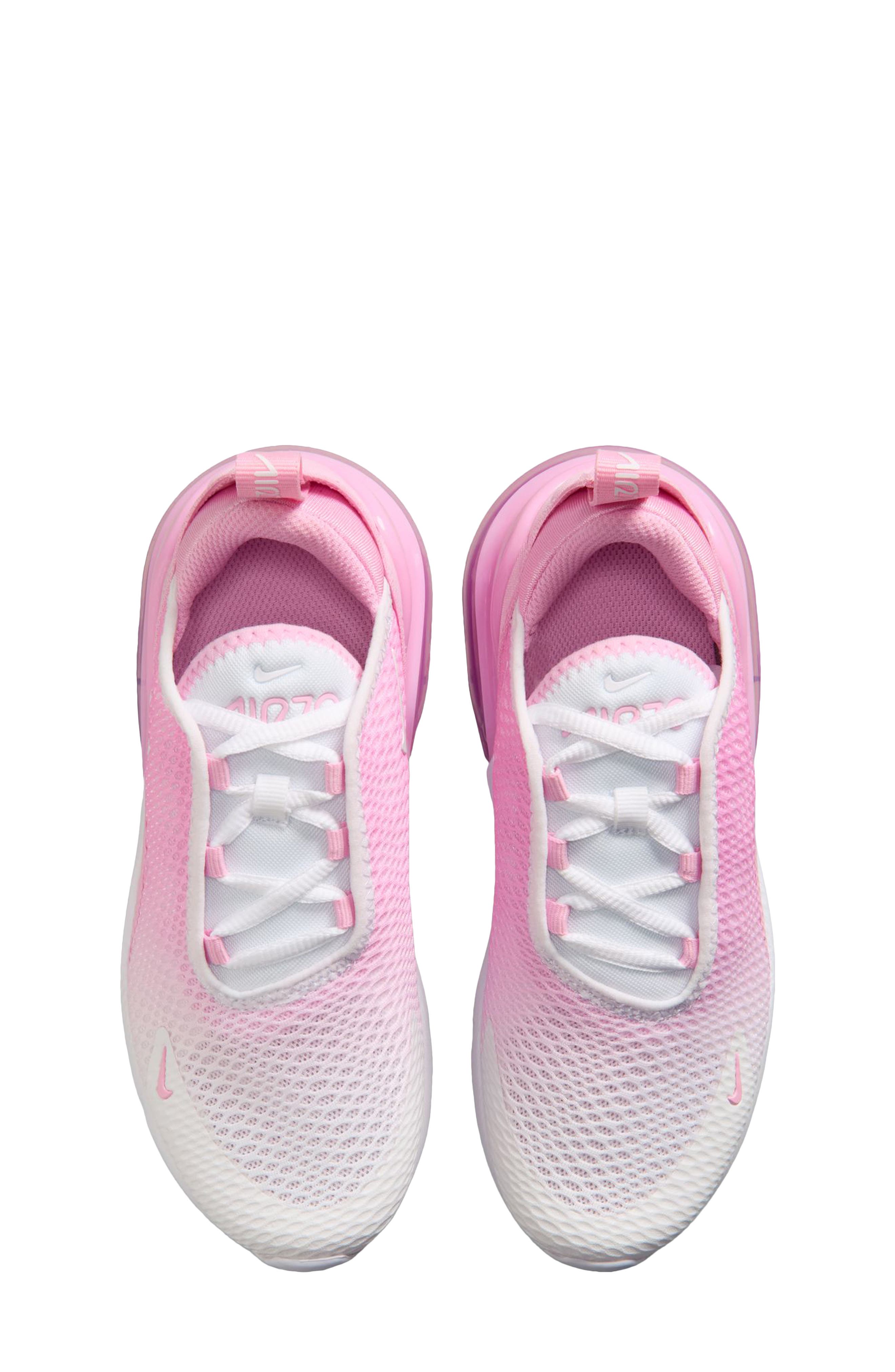 Kids' Air Max 270 Sneaker, Alternate, color, 604 PNKRIS/WHITE