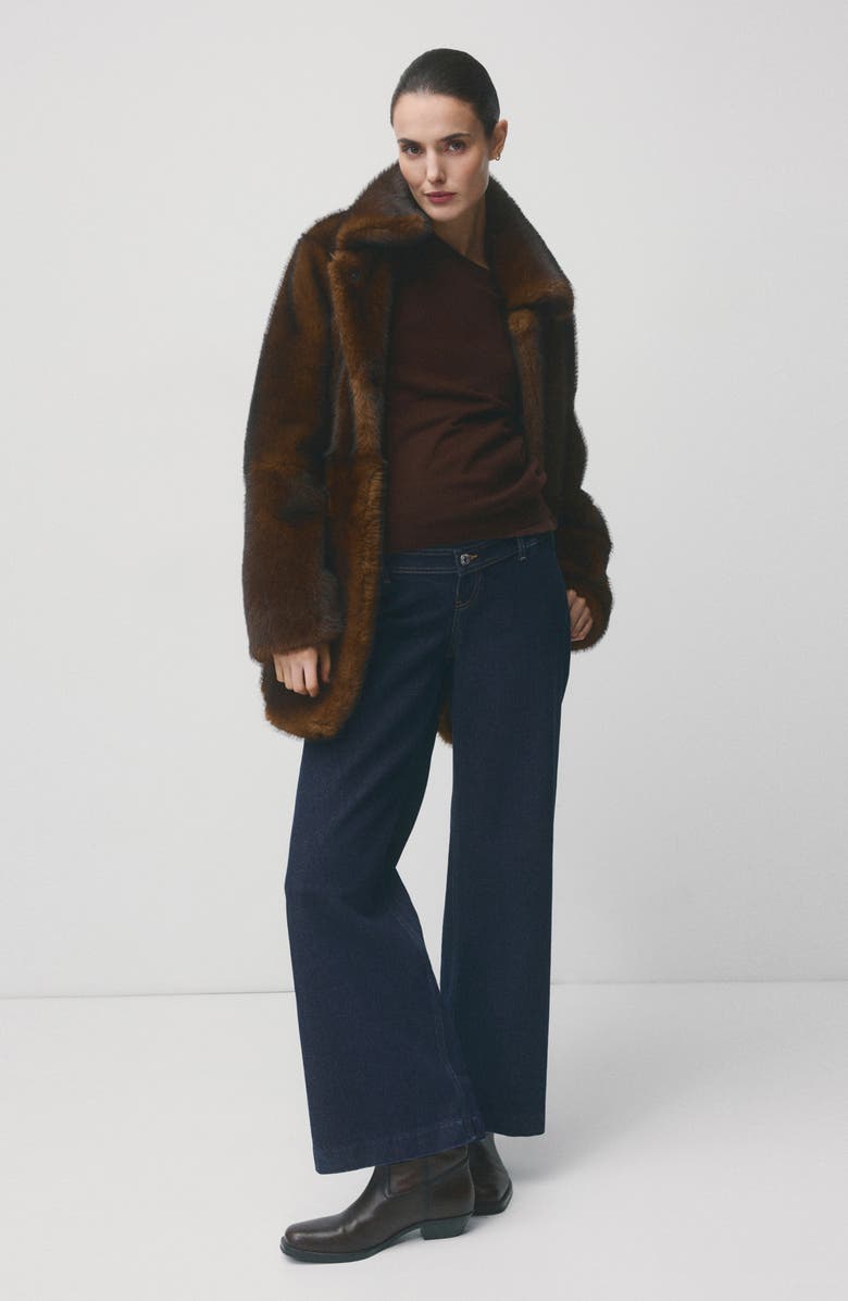 MANGO Over the Bump Wide Leg Maternity Jeans, Alternate, color, Open Blue