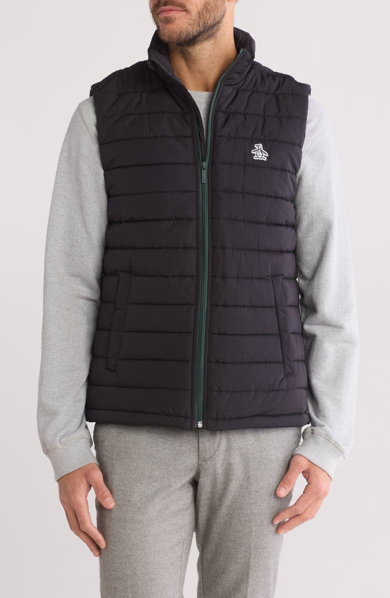 Original Penguin Water Resistant Puffer Vest, Main, color, True Black