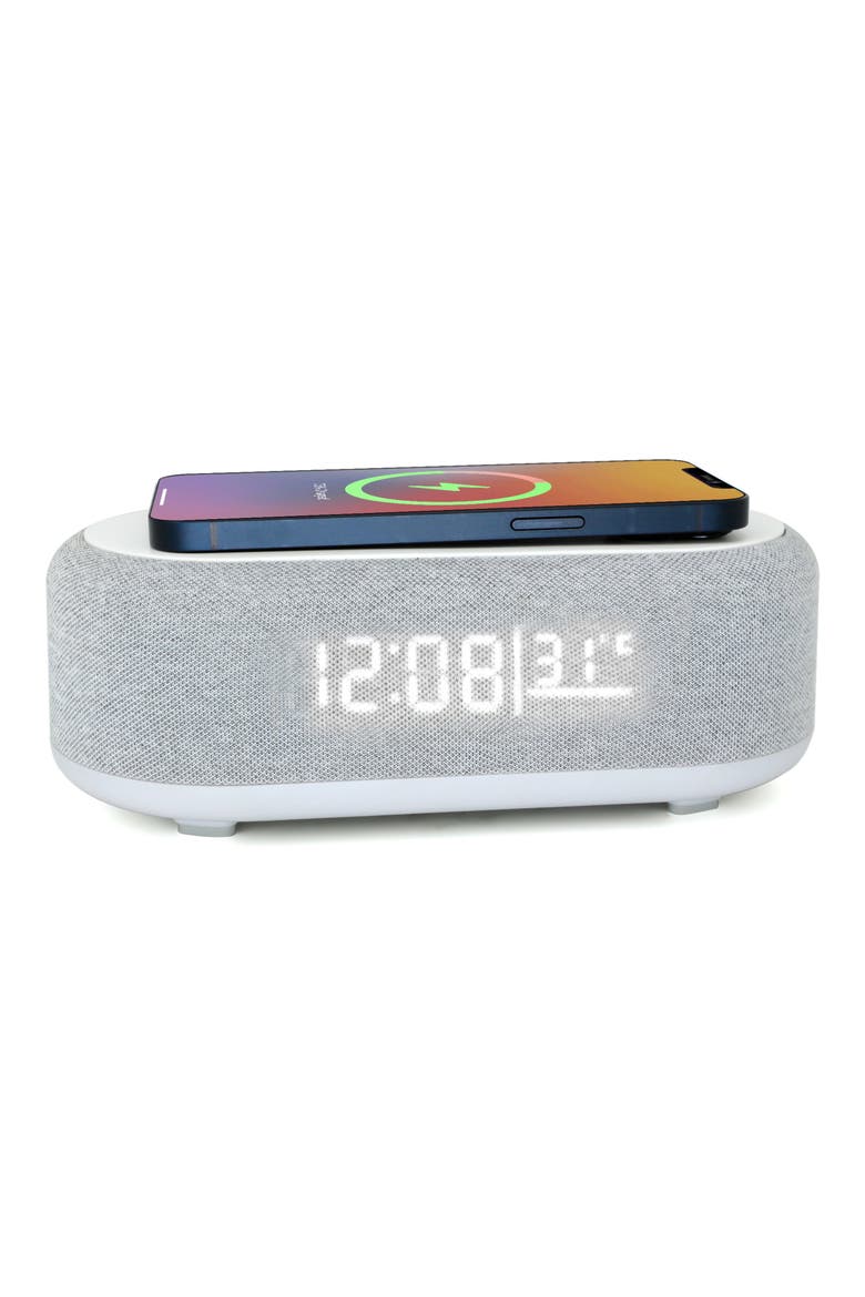 Wireless Speaker Alarm Clock, Main, color, GRAY
