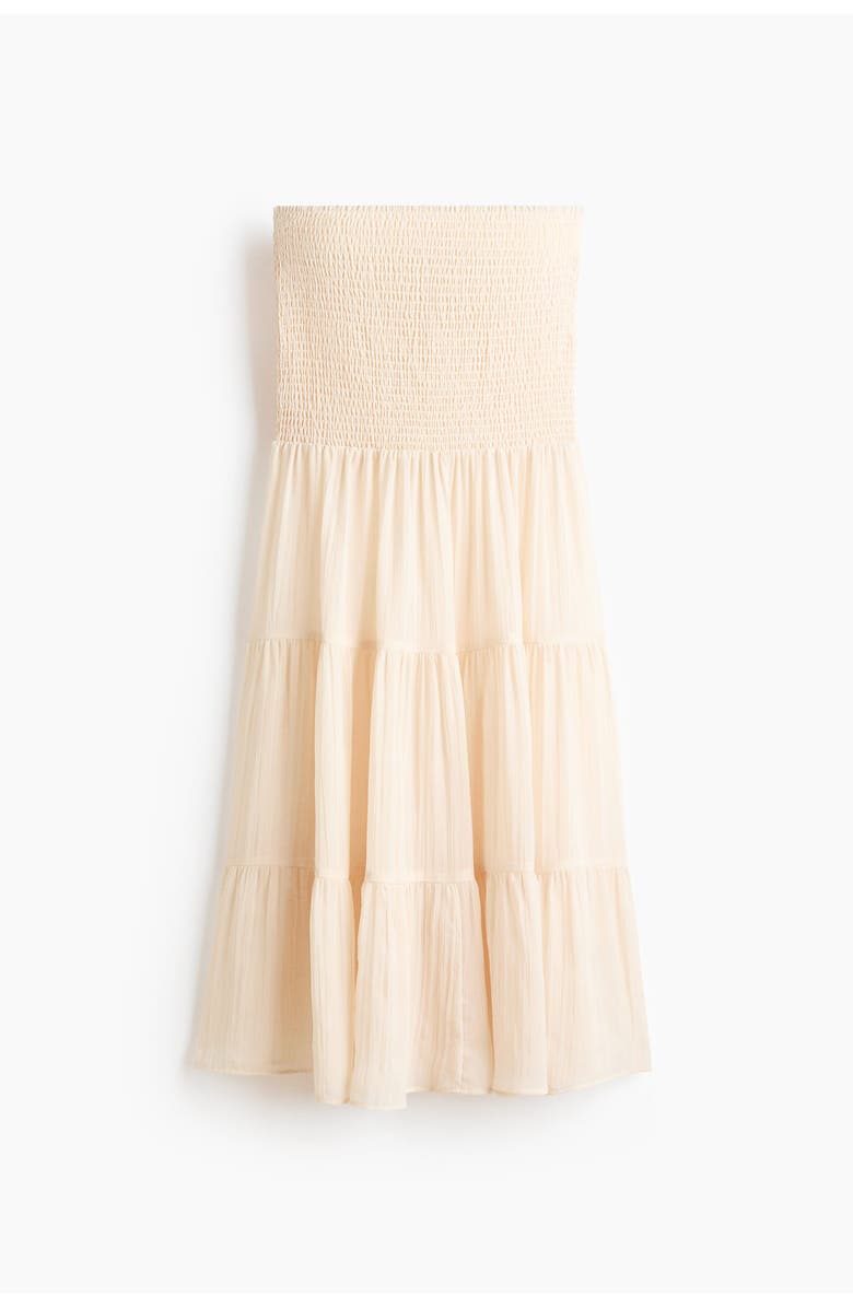 H&M Smocked Chiffon Skirt, Main, color, Light Beige