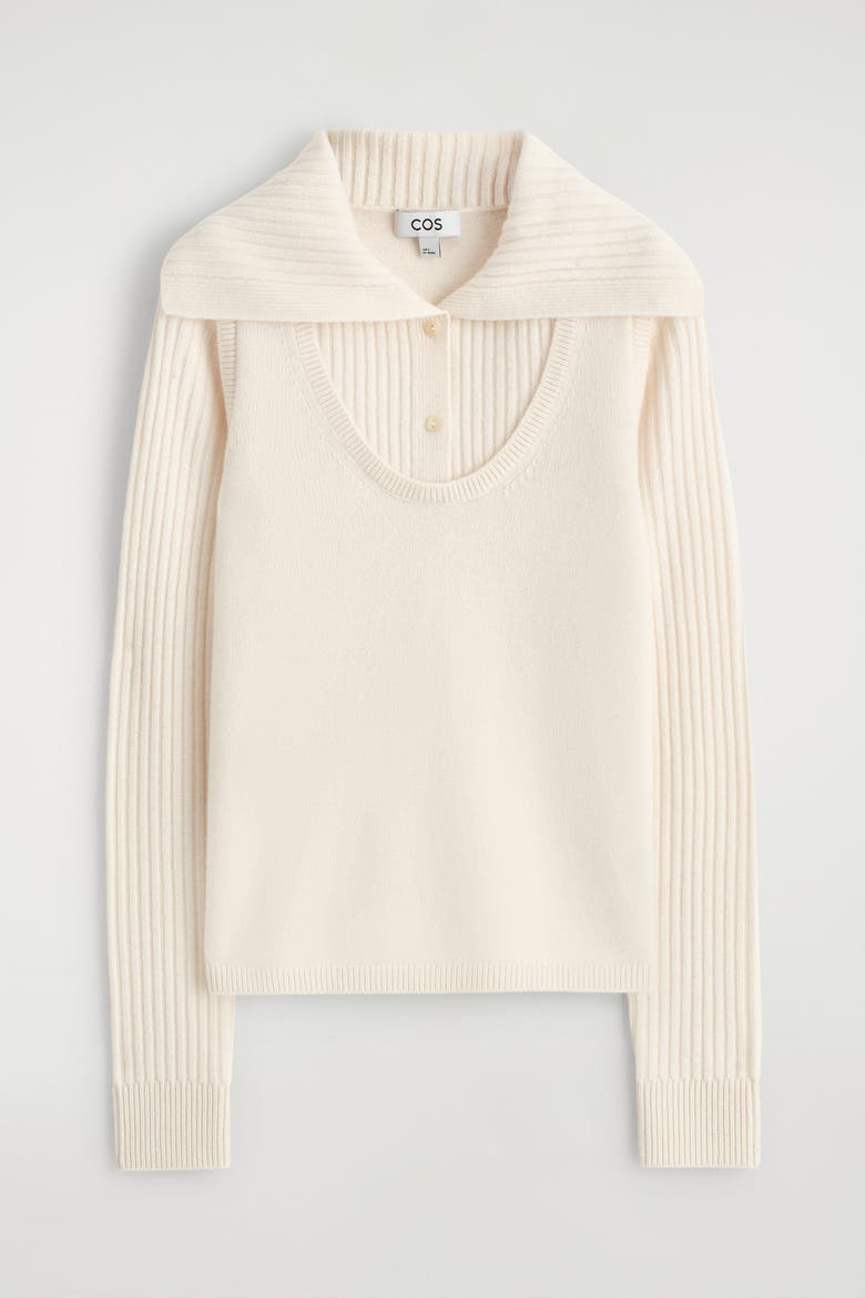 Layered Merino Wool Sweater, Alternate, color, IVORY