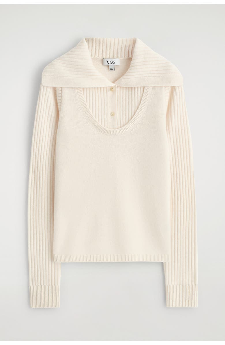 COS Layered Merino Wool Jumper, Alternate, color, Ivory