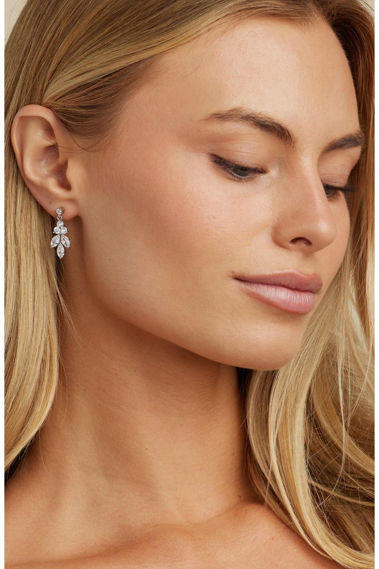 Vania Crystal Earrings, Alternate, color, Silver