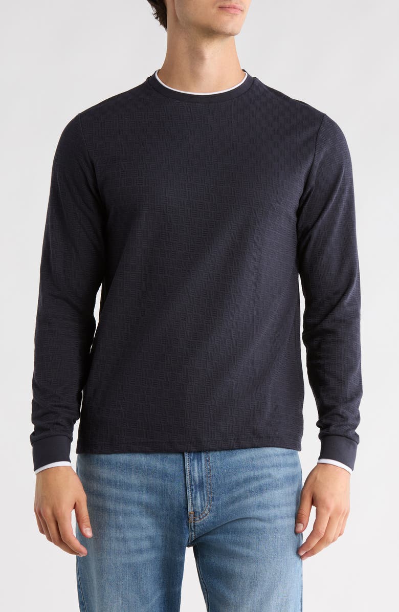 DENIM AND FLOWER Cotton Blend Crewneck Sweatshirt, Main, color, Navy