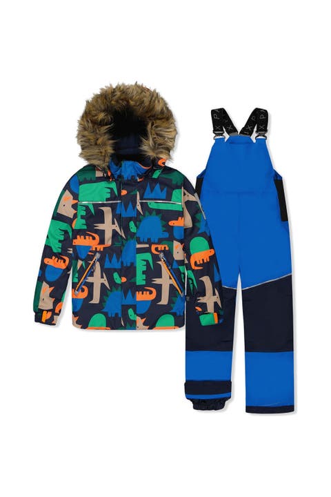 Dinosaur Discover Fleece Jacket Snow Pants Two Piece Snowsuit