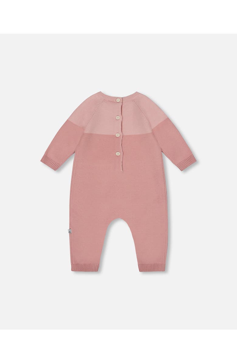 Deux par Deux Knitted Bi-Color Cat Romper, Alternate, color, Dusty Pink