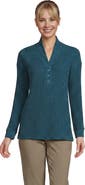 Lands' End Long Sleeve Waffle Shawl Collar Henley