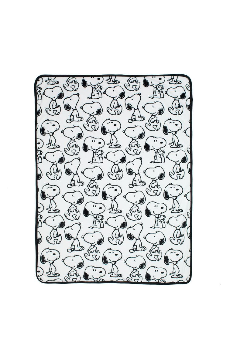 Lambs & Ivy Classic Snoopy Minky and Faux Shearling Baby Blanket, Alternate, color, White