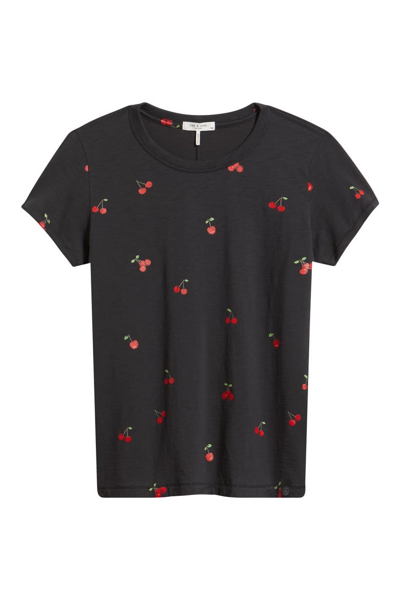 Cherry Print Cotton Graphic T-Shirt, Alternate, color, BLACK MULTI