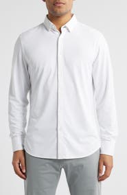 Mizzen+Main Halyard Trim Fit Solid Textured Knit Button-Up Shirt