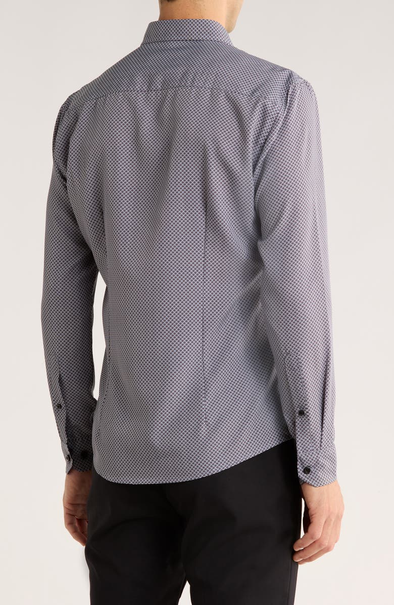 SOUL OF LONDON Dot Stretch Button-Up Shirt, Alternate, color, Black / Noir