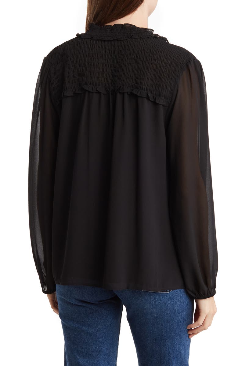 Pleione Long Sleeve Ruched Tie Front Top, Alternate, color, 