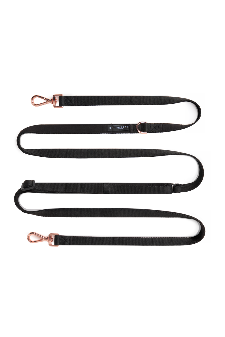 Metro Hands Free Leash, Alternate, color, Black/Rose Gold - Medium
