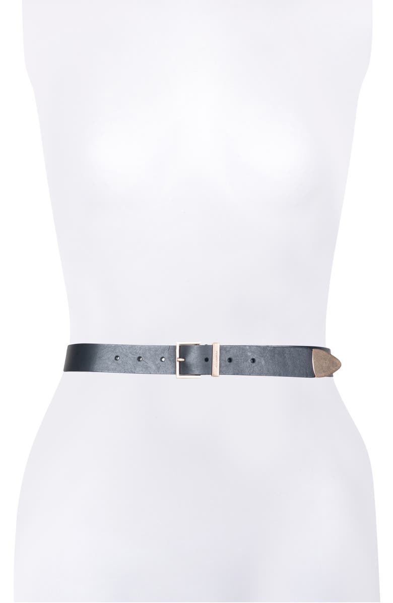 AllSaints Leather Belt, Alternate, color, Black/Warm Brass
