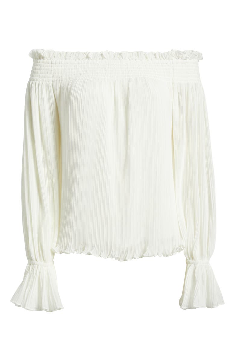 KOBI HALPERIN Elizabeth Plissé Off the Shoulder Top, Alternate, color, Ivory