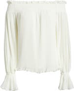 KOBI HALPERIN Elizabeth Plissé Off the Shoulder Top