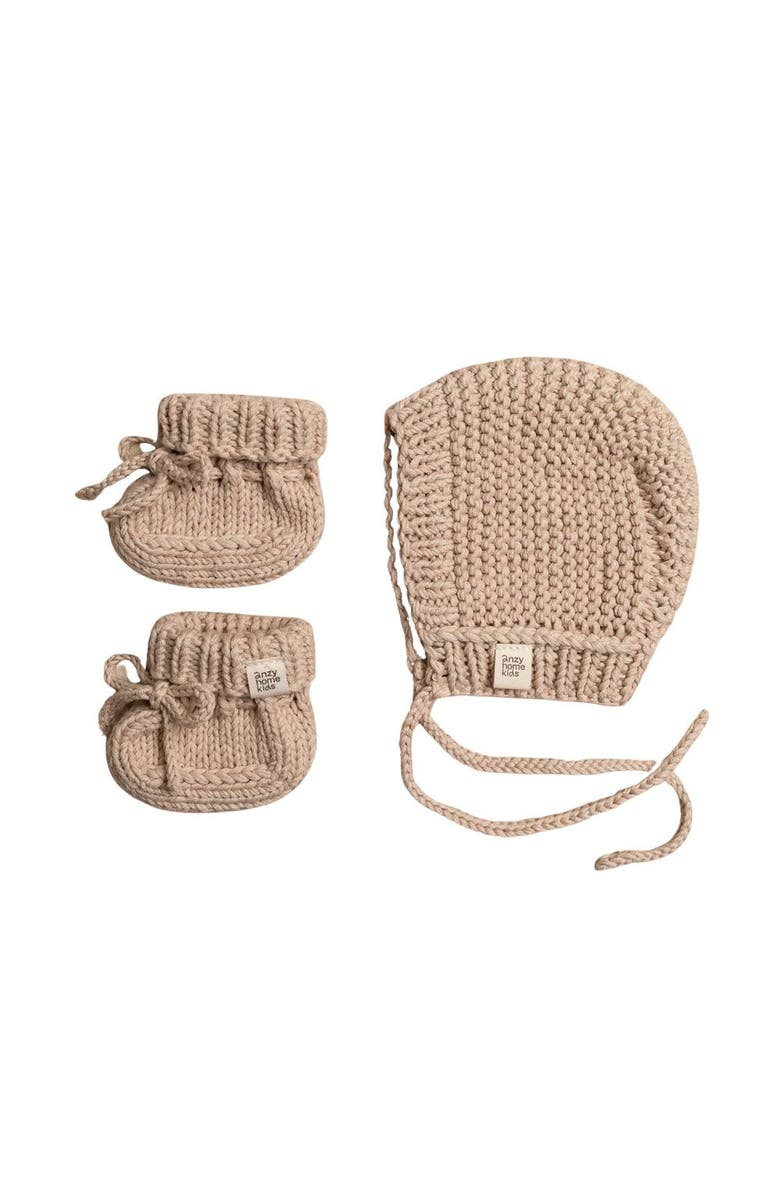 Anzy Home Bonnet & Booties Boho Set, Main, color, Sand