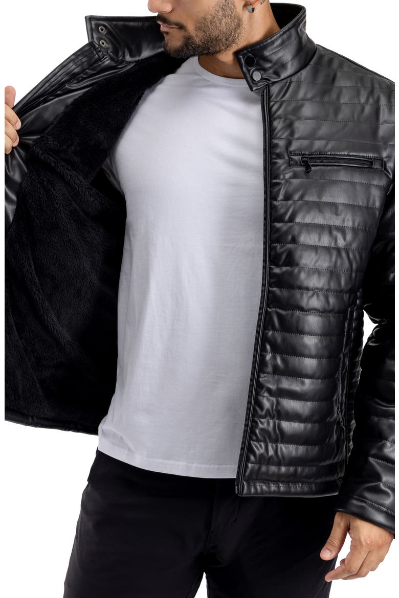 Quilted Faux Leather Jacket, Alternate, color, BLACK