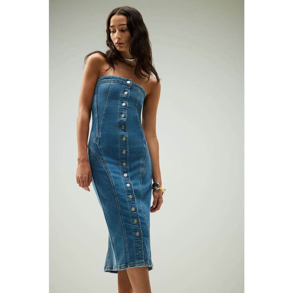 Hudson Jeans Strapless Seamed Midi Dress In Cupcake