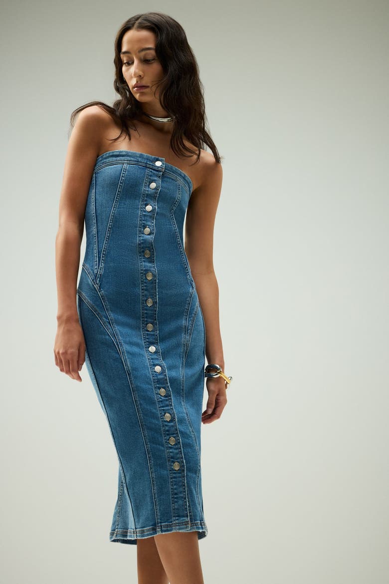 midi dress sandra jeans Sandro Midi Denim Dress In Blue Jean - 20% Off