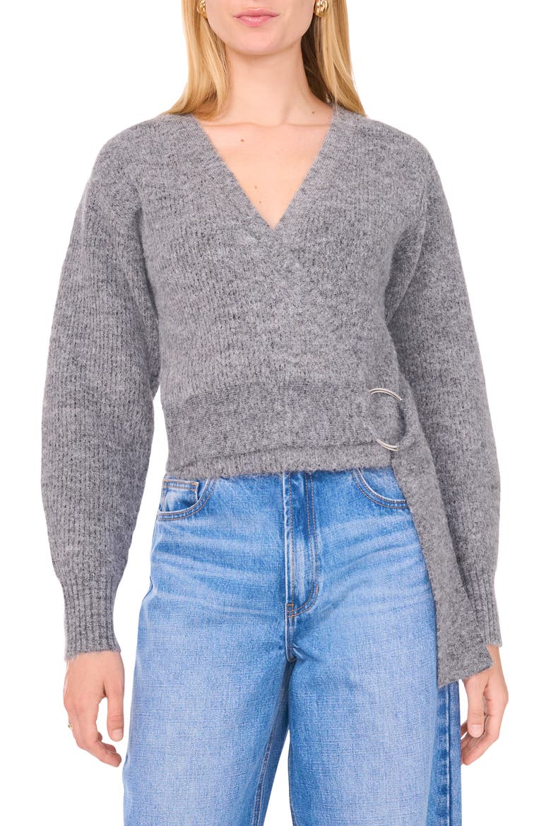 Wrap Sweater, Main, color, MEDIUM HEATHER GREY
