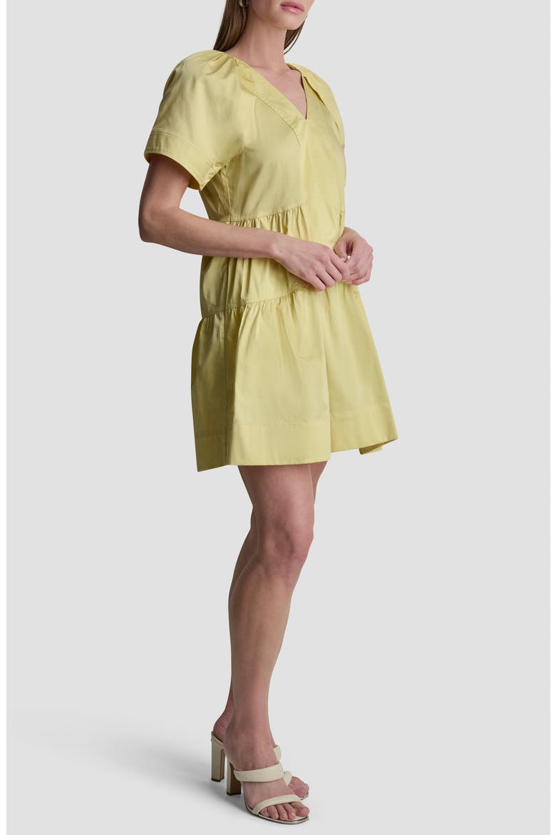 Topstitch Detail Stretch Cotton Tiered Minidress, Alternate, color, BUTTERCREAM