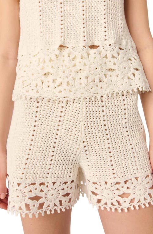 Maje Womens Crochet-knit Cotton Shorts Blanc