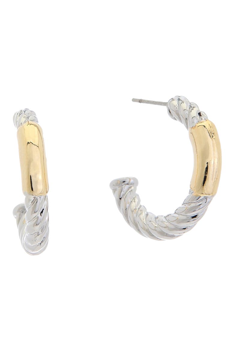 Two-Tone Textured Hoop Earrings, Main, color, TWO TONE