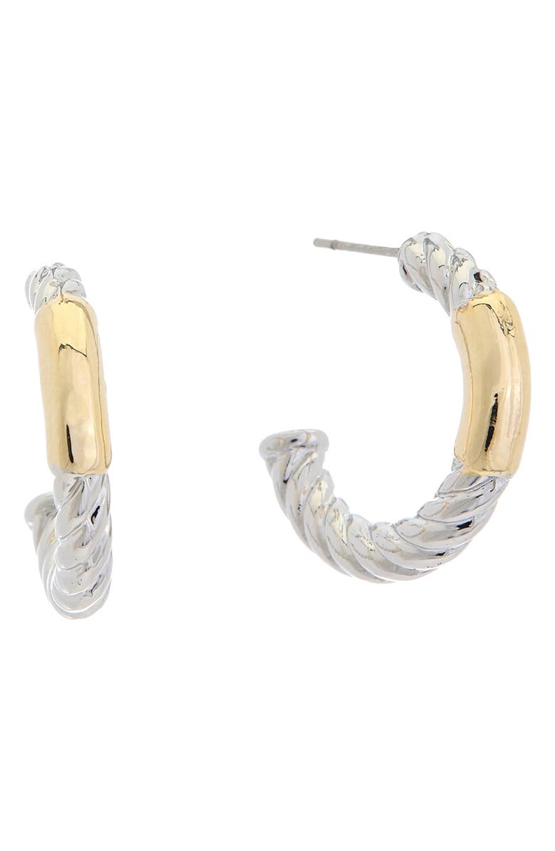 Juvell Two-Tone Textured Hoop Earrings, Main, color, Two Tone