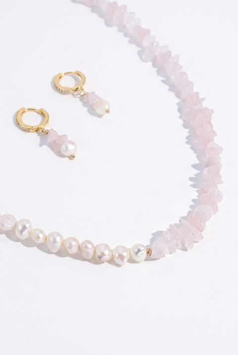 Rose Quartz Manifesting Necklace & Earring Gift Set