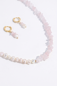 Joey Baby Rose Quartz Manifesting Necklace & Earring Gift Set