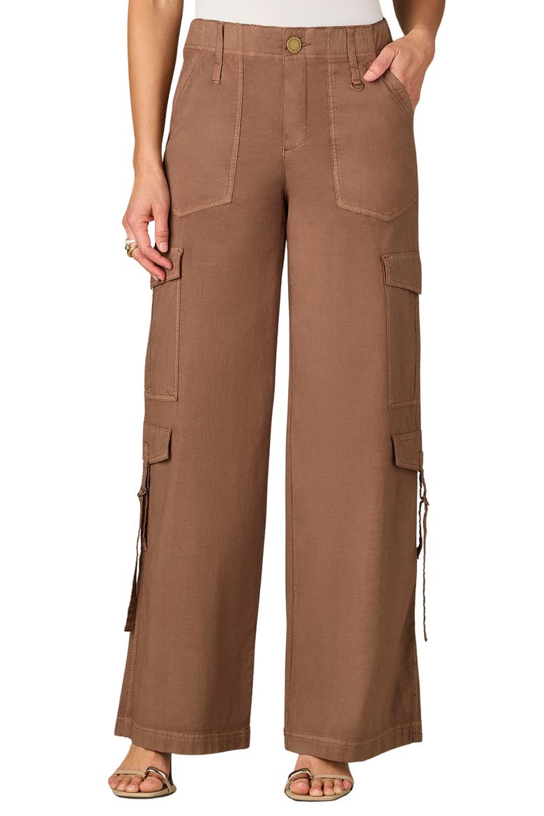 High Waist Cotton Blend Cargo Pants, Main, color, MOCHA