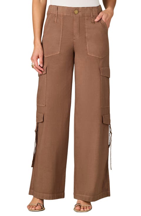 High Waist Cotton Blend Cargo Pants (Regular & Petite)