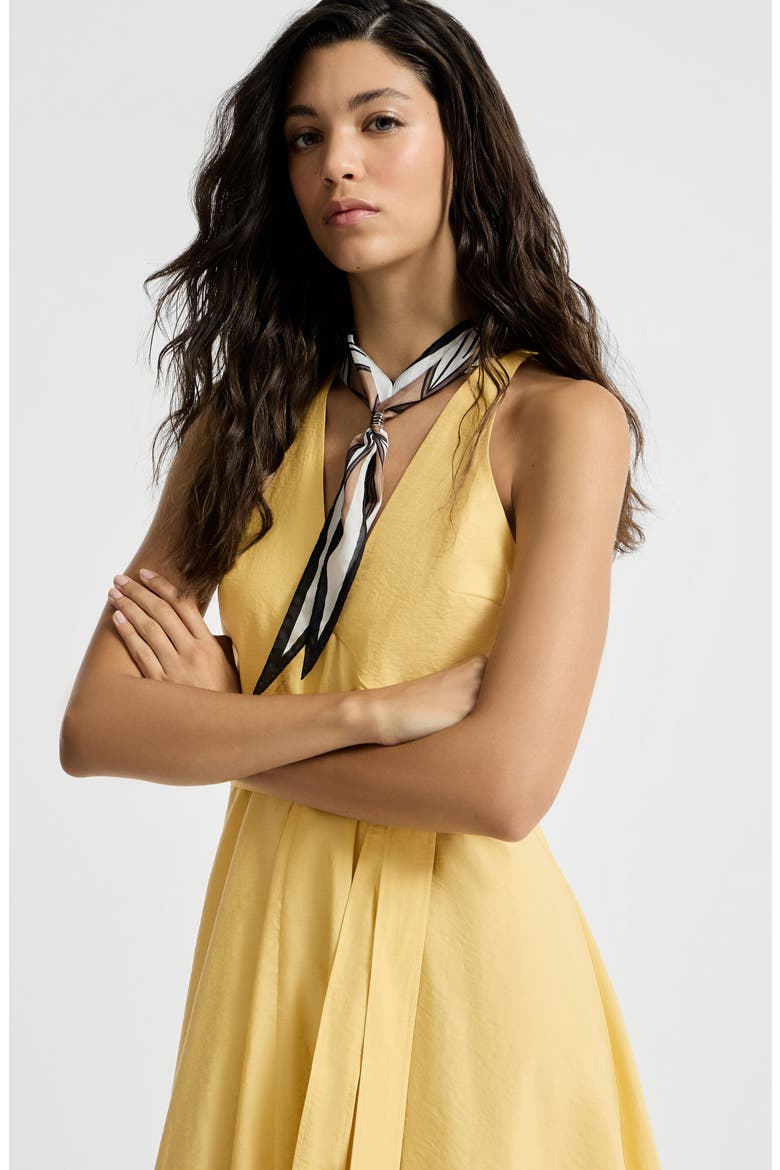 Techno cotton poplin belted dress, Alternate, color, Zabaione Yellow