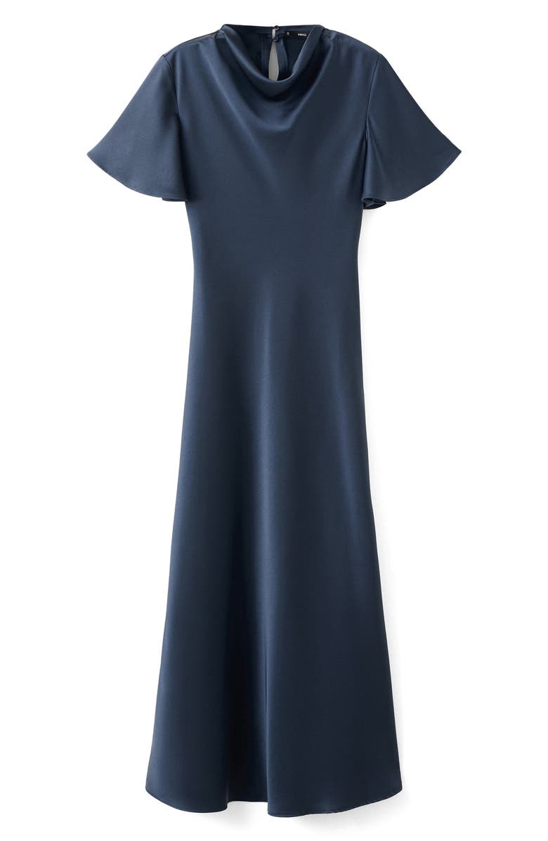 MANGO Satin Draped Neck Maxi Dress, Alternate, color, 