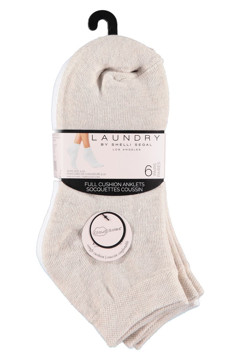 6-Pack Full Cushion Ankle Socks, Alternate, color, OATMEAL HEATHER/ WHITE
