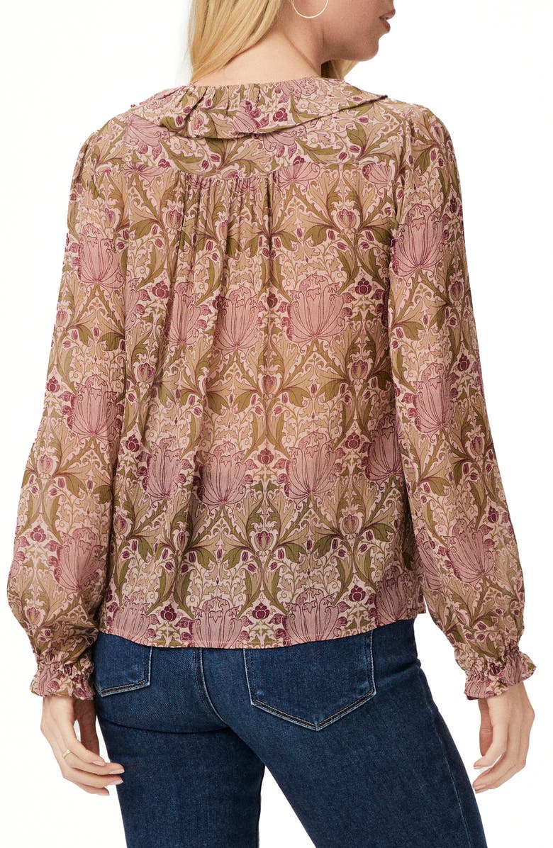 PAIGE x Morris & Co. Ilara Print Silk Georgette Shirt, Alternate, color, Blsh/Leaf