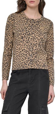 DKNY Jeans Cotton Leopard Print Cardigan