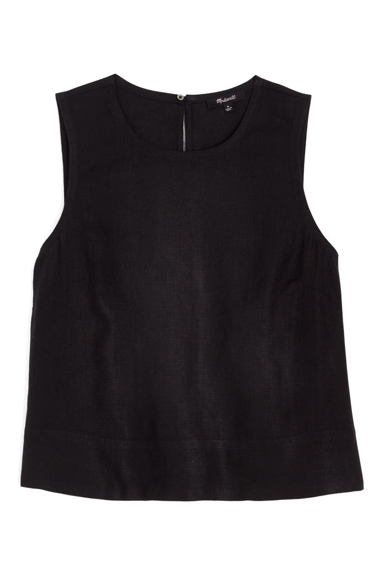 Suki Sleeveless Linen Top, Alternate, color, JET BLACK