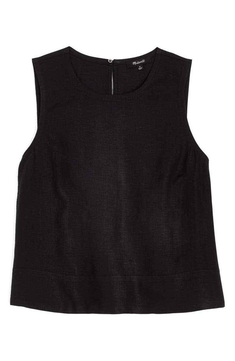 Madewell Suki Sleeveless Linen Top, Alternate, color, Jet Black