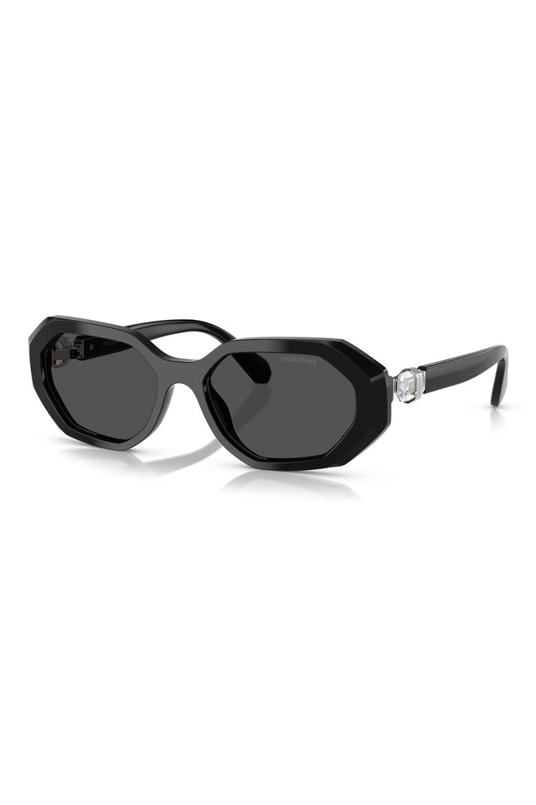 54mm Irregular Sunglasses, Alternate, color, BLACK