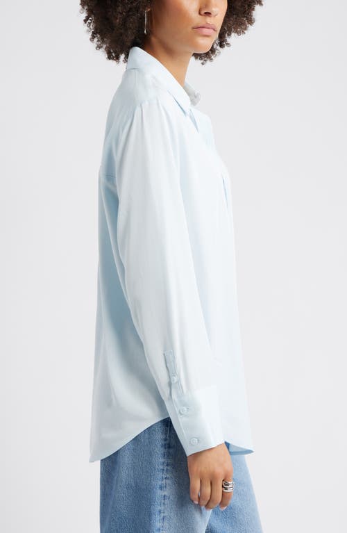 Open Edit Relaxed Fit Long Sleeve Button-up Shirt In Blue