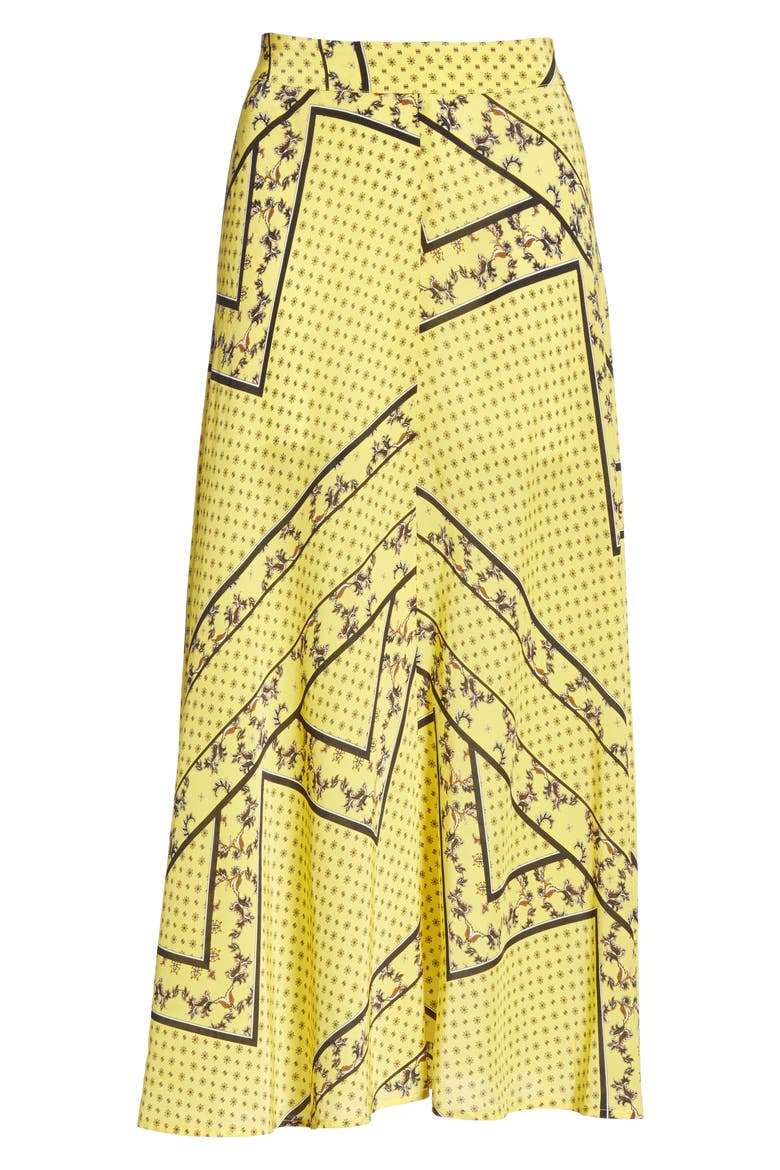 Paisley & Floral Print A-Line Midi Skirt, Alternate, color, MINION YELLOW