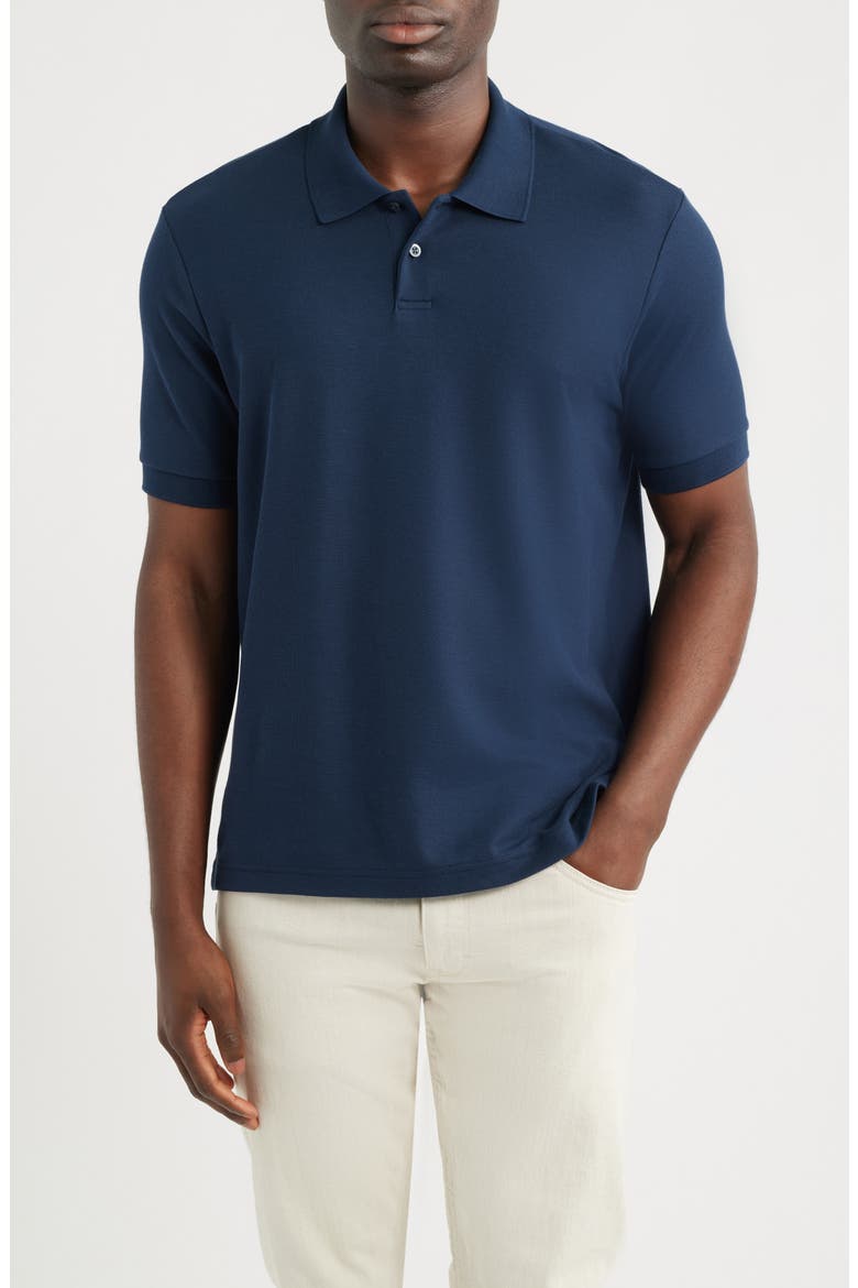 Pima Cotton Piqué Polo, Main, color, NAVY SAPPHIRE