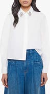 MOTHER The Honor Rhinestone Detail Cotton Button-Up Shirt