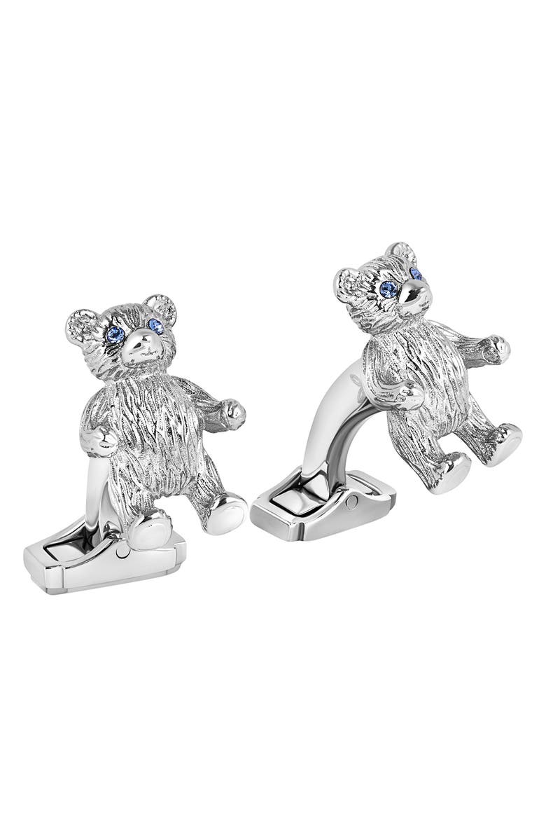 Thompson of London Crystal Teddy Bear Cuff Links, Main, color, Blue