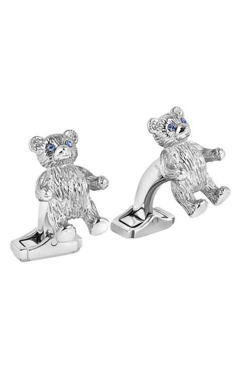 Crystal Teddy Bear Cuff Links